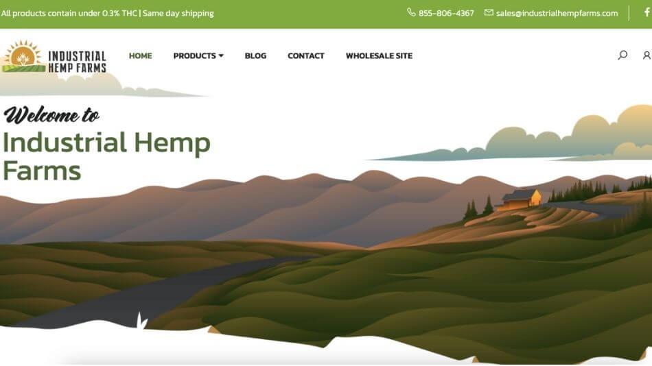 Industrial Hemp Farms homepage.