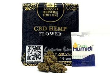 Contents of a 1 gram bag of Industrial Hemp Farms hemp flower.
