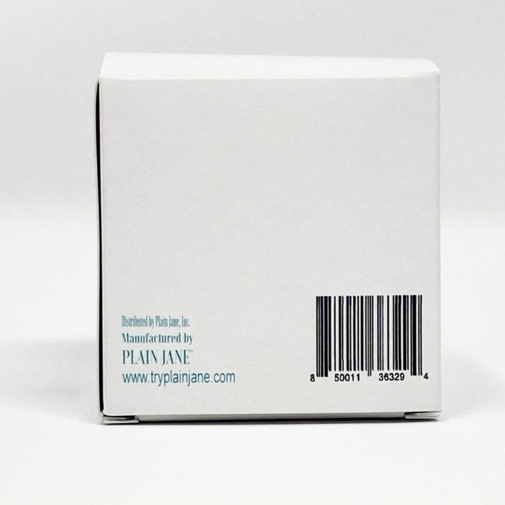 The side of a Plain Jane 8th box displaying the barcode.