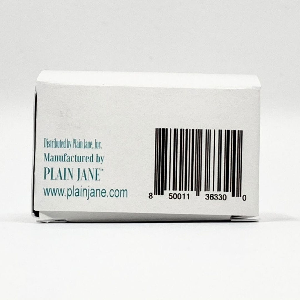 The back of the Plain Jane one gram box displaying the barcode.
